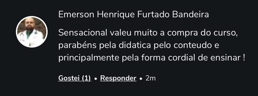 Comentário de Emerson Bandeira: valeu muito a compra, parabéns pela didática